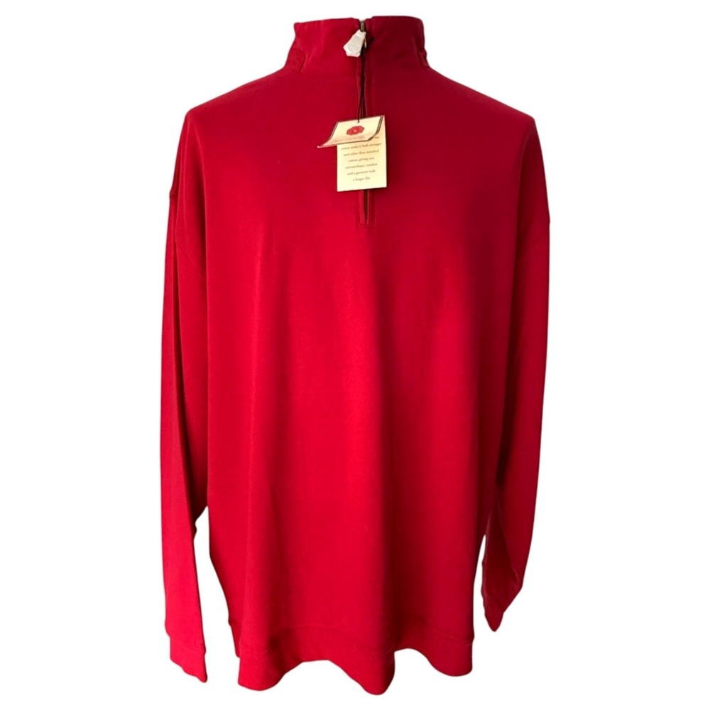 New Mens Red House Pullover Pima Cotton Red Kellogg's Logo Quarter Zip 2XL Tags
